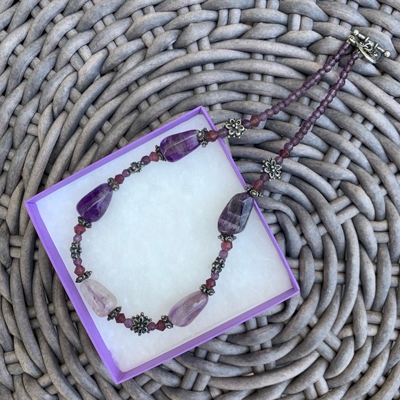 Purple Stone & Silver Necklace - Picture 1 of 8